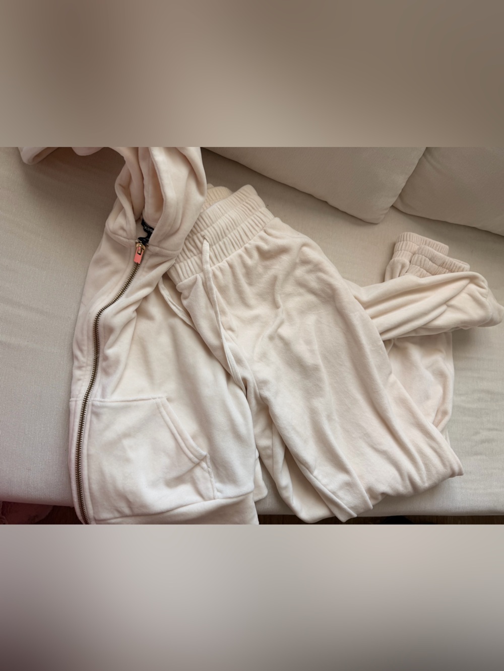 EXPRESS Cozy Cream Zip Hoodie & Jogger Set *STRETCHY*
